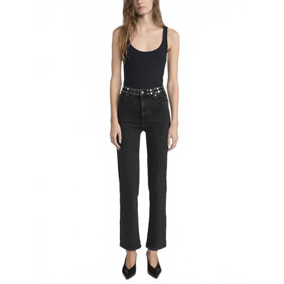 FRAME Denim - NEW FRAME le sleek straight studded jean in meteor